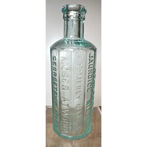 Antique Atwood Jaundice Bitters Bottle Moses Atwood Georgetown Mass Hexagon Shap